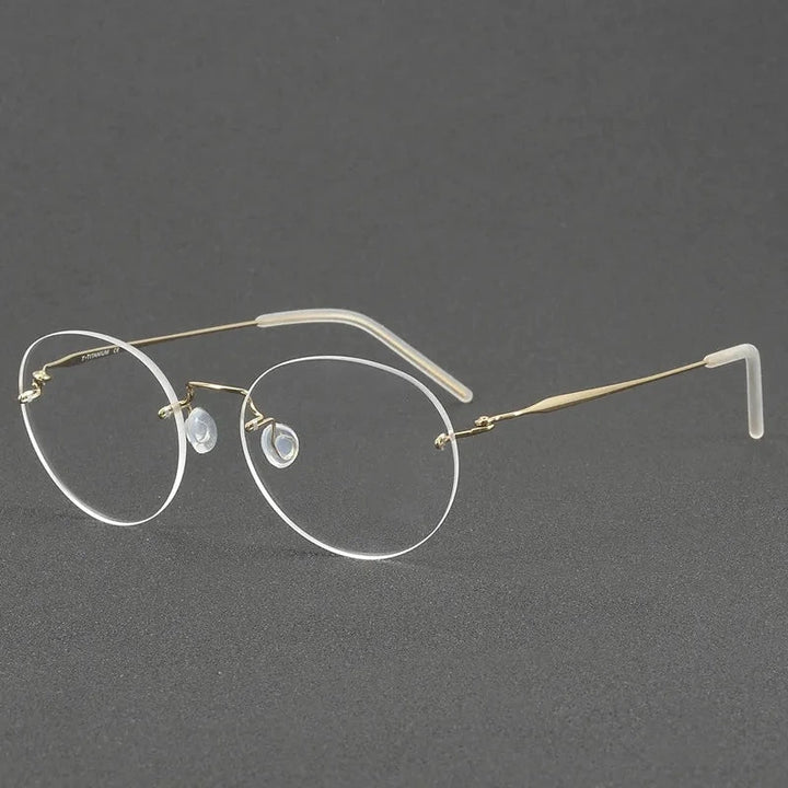 Aimee Unisex Rimless Oval Screwless Titanium Eyeglasses 2111 - Golden | Aimee at FuzWeb