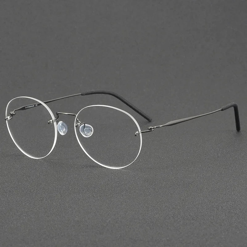 Aimee Unisex Rimless Oval Screwless Titanium Eyeglasses 2111 - Gun-Grey | Aimee at FuzWeb