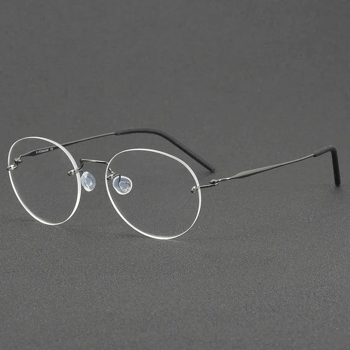 Aimee Unisex Rimless Oval Screwless Titanium Eyeglasses 2111 - Gun-Grey | Aimee at FuzWeb