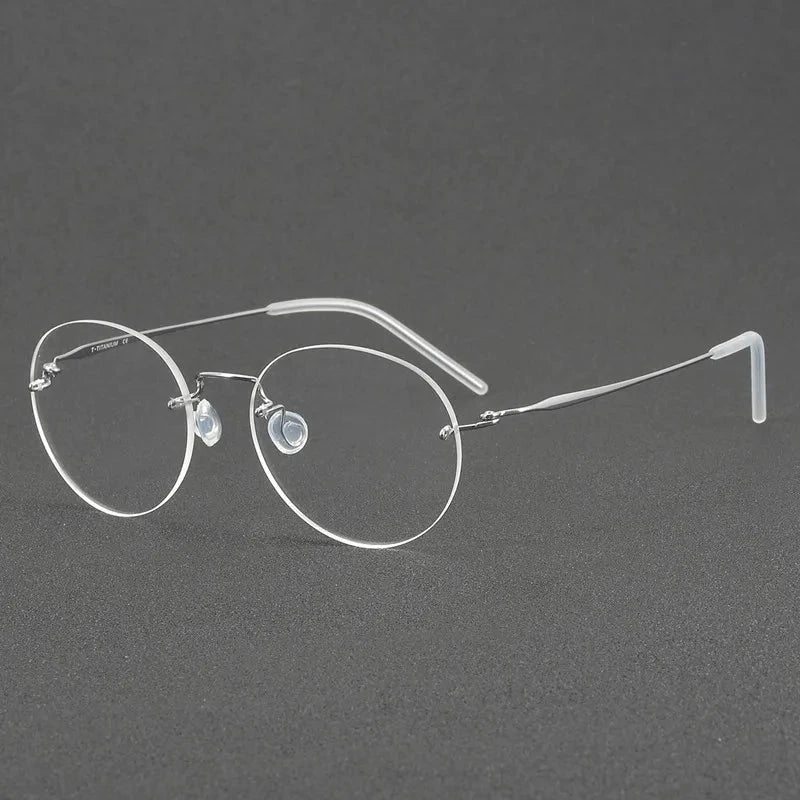 Aimee Unisex Rimless Oval Screwless Titanium Eyeglasses 2111 - Silver | Aimee at FuzWeb