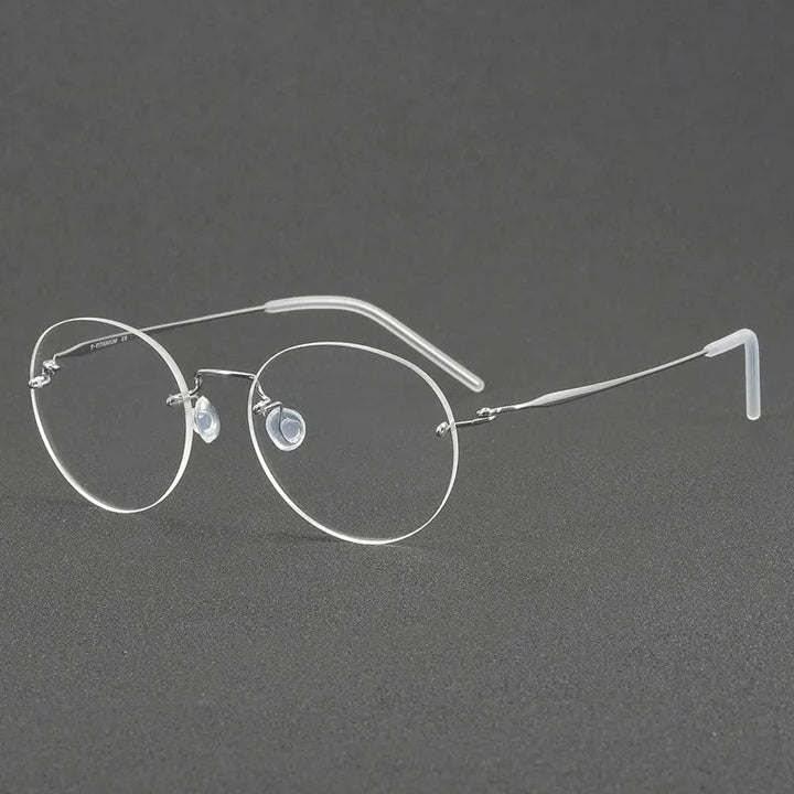 Aimee Unisex Rimless Oval Screwless Titanium Eyeglasses 2111 - Silver | Aimee at FuzWeb