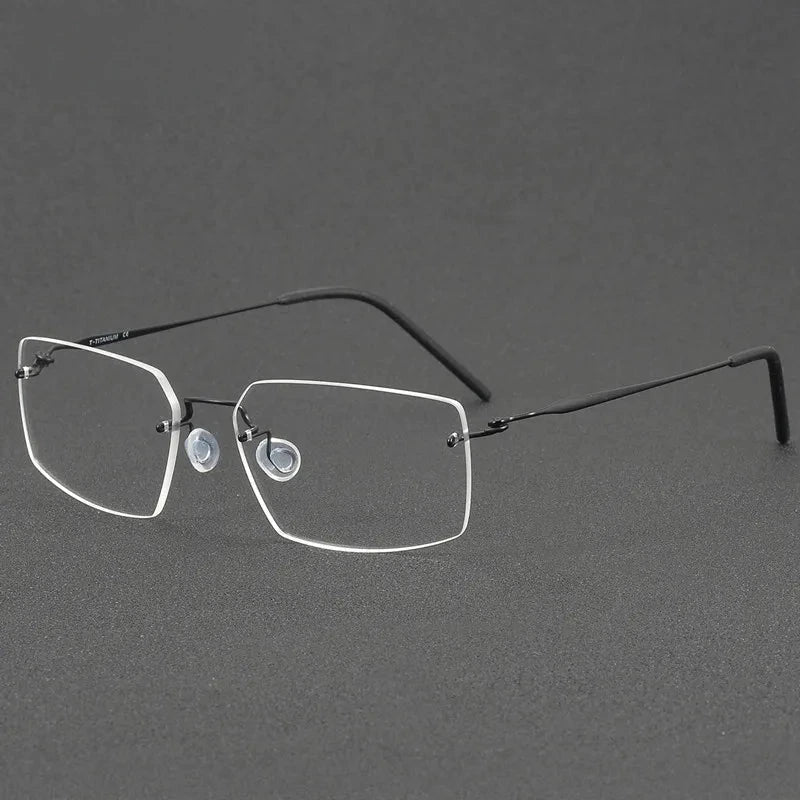 Aimee Unisex Rimless Polygon Square Titanium Eyeglasses 2459 - Black | Aimee at FuzWeb