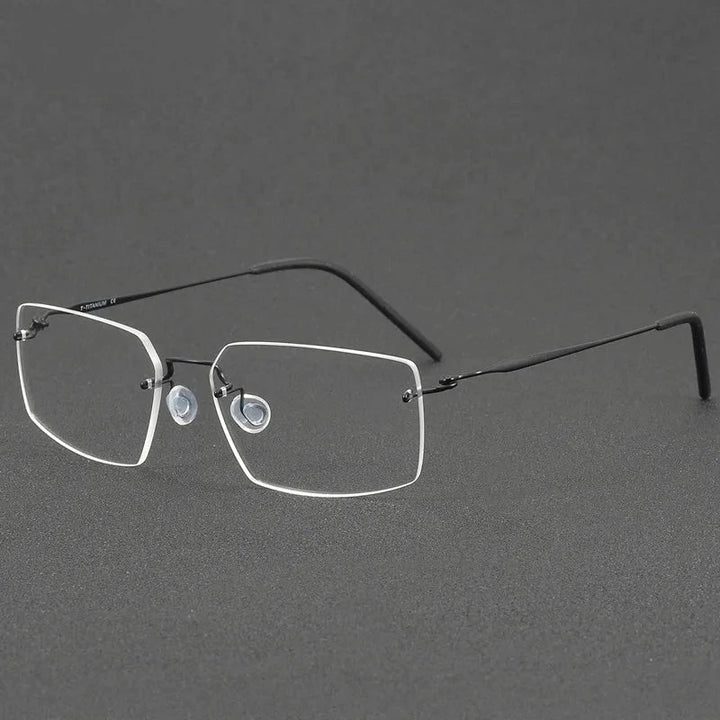 Aimee Unisex Rimless Polygon Square Titanium Eyeglasses 2459 - Black | Aimee at FuzWeb