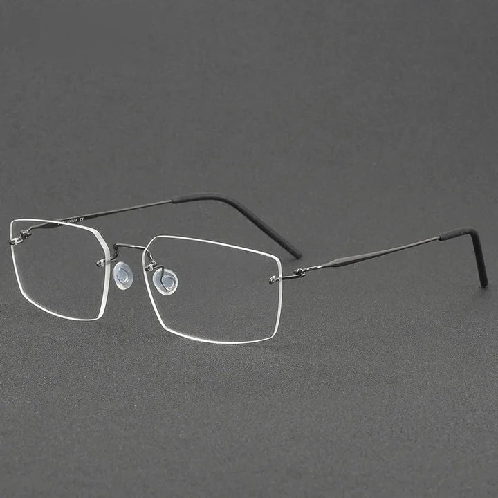 Aimee Unisex Rimless Polygon Square Titanium Eyeglasses 2459 - Gun-Grey | Aimee at FuzWeb