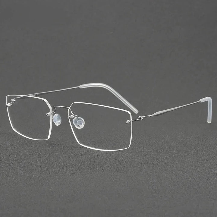 Aimee Unisex Rimless Polygon Square Titanium Eyeglasses 2459 - Silver | Aimee at FuzWeb