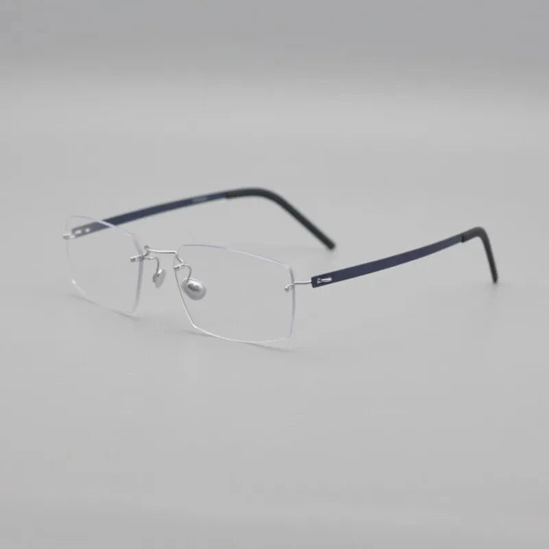 Aimee Unisex Rimless Square Screwless Titanium Eyeglasses 2459S - Blue | Aimee at FuzWeb