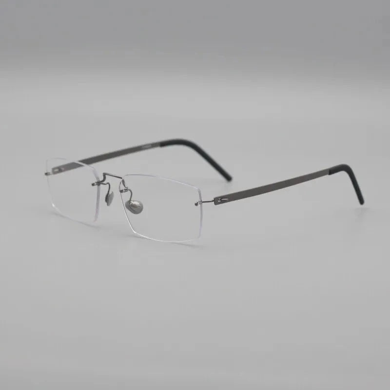 Aimee Unisex Rimless Square Screwless Titanium Eyeglasses 2459S - Gun-Grey | Aimee at FuzWeb