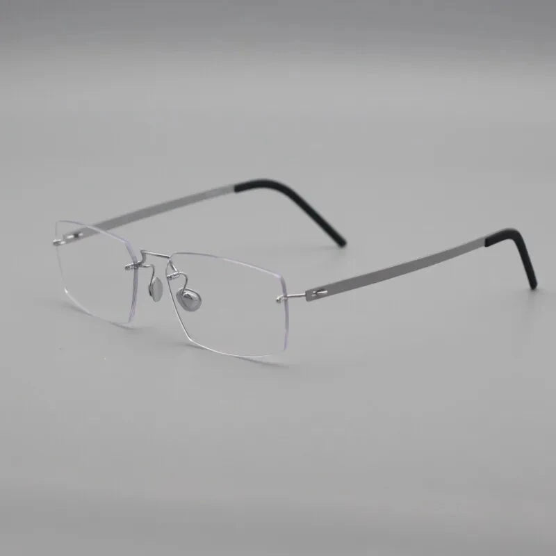 Aimee Unisex Rimless Square Screwless Titanium Eyeglasses 2459S - Silver | Aimee at FuzWeb