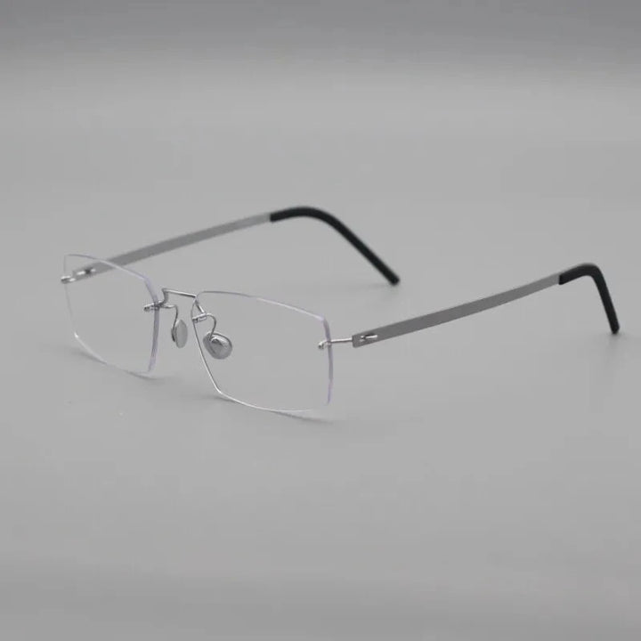 Aimee Unisex Rimless Square Screwless Titanium Eyeglasses 2459S - Silver | Aimee at FuzWeb
