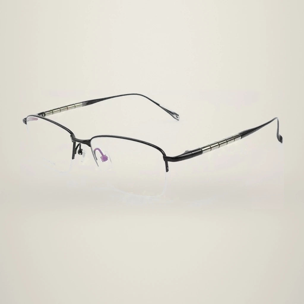 Aimee Women's Semi Rim Brow Line Square Titanium Eyeglasses 427018 — view 2 | Aimee at FuzWeb