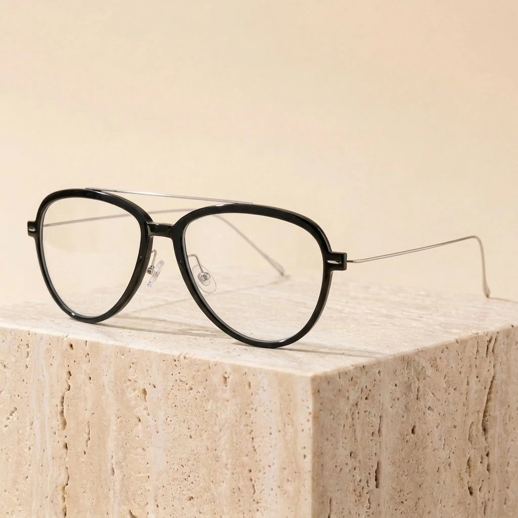 Aimee Unisex Full Rim Oval Double Bridge Titanium Eyeglasses 46547 — view 1 | Aimee at FuzWeb