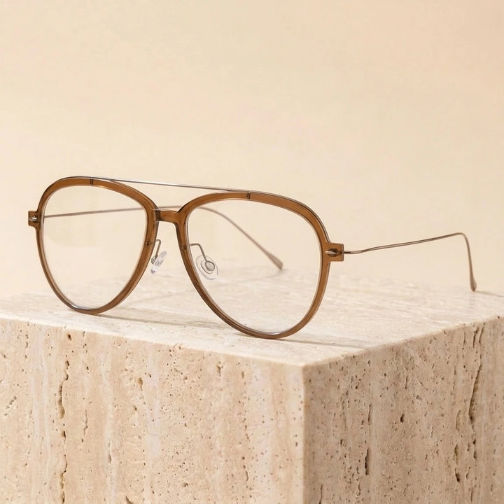 Aimee Unisex Full Rim Oval Double Bridge Titanium Eyeglasses 46547 — view 2 | Aimee at FuzWeb