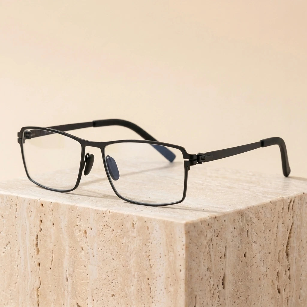 Aimee Unisex Full Rim Square Screwless Stainless Steel Eyeglasses 5085 — view 1 | Aimee at FuzWeb