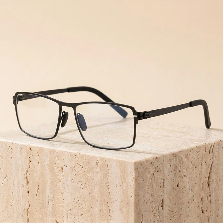 Aimee Unisex Full Rim Square Screwless Stainless Steel Eyeglasses 5085 — view 1 | Aimee at FuzWeb