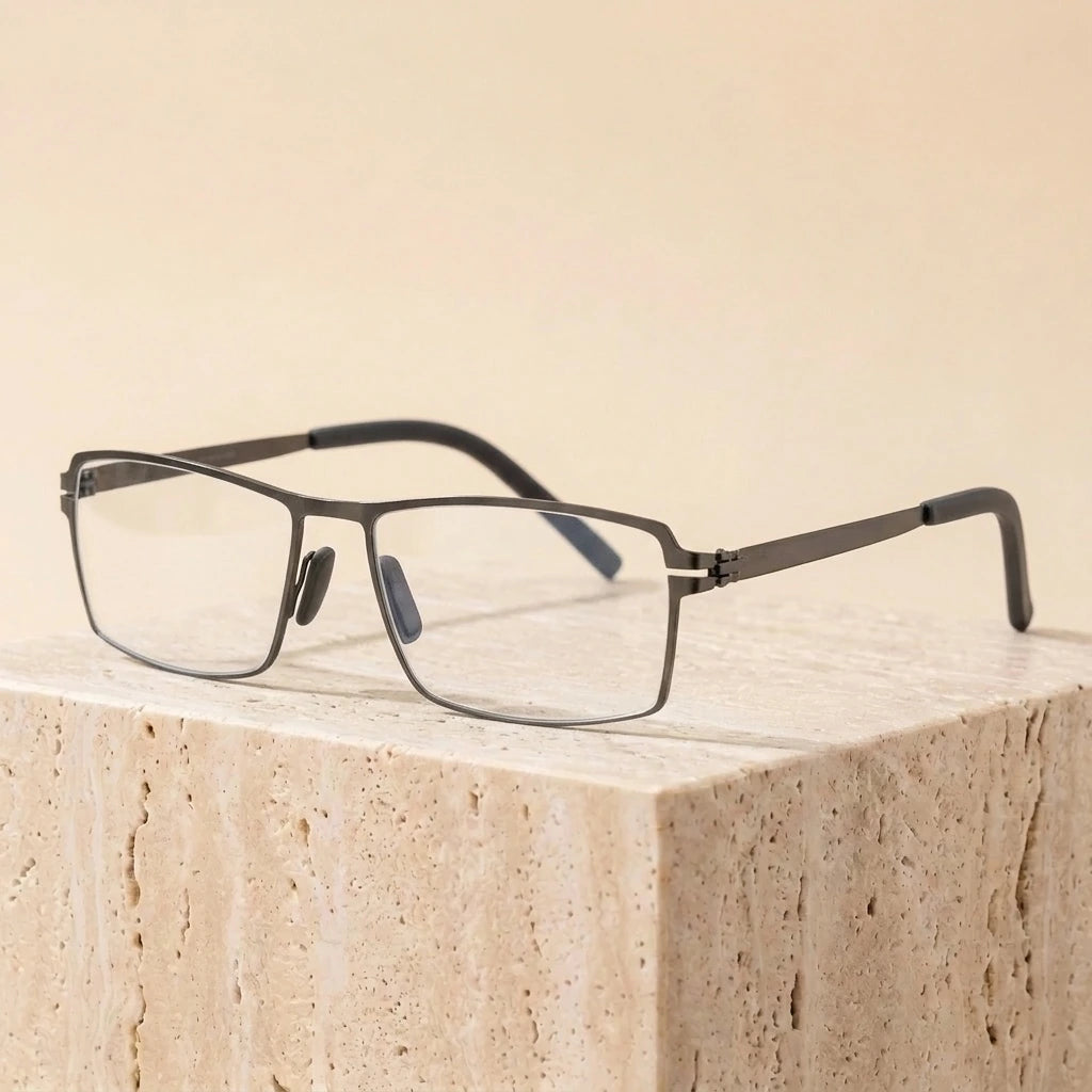 Aimee Unisex Full Rim Square Screwless Stainless Steel Eyeglasses 5085 — view 3 | Aimee at FuzWeb