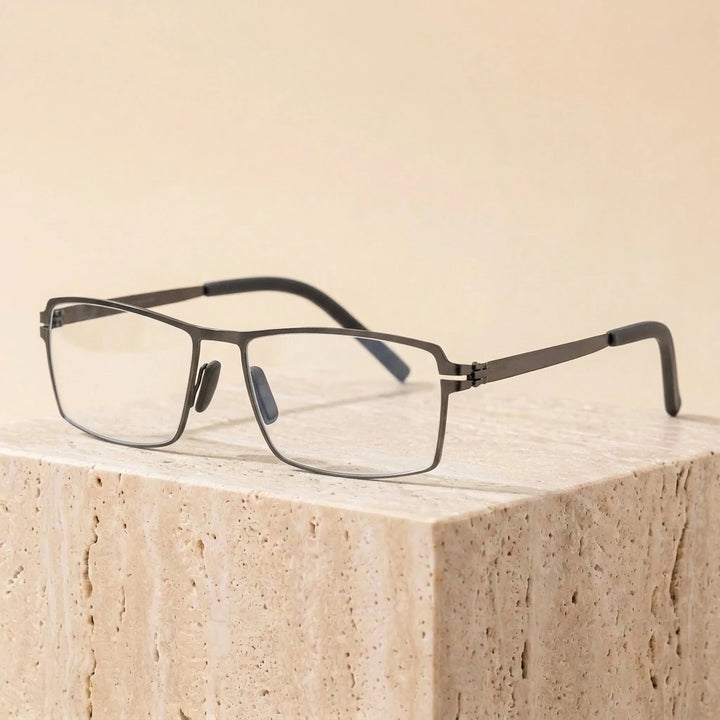 Aimee Unisex Full Rim Square Screwless Stainless Steel Eyeglasses 5085 — view 3 | Aimee at FuzWeb