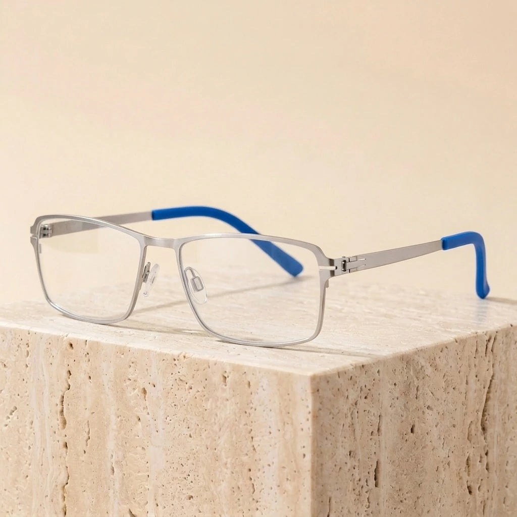 Aimee Unisex Full Rim Square Screwless Stainless Steel Eyeglasses 5085 — view 4 | Aimee at FuzWeb
