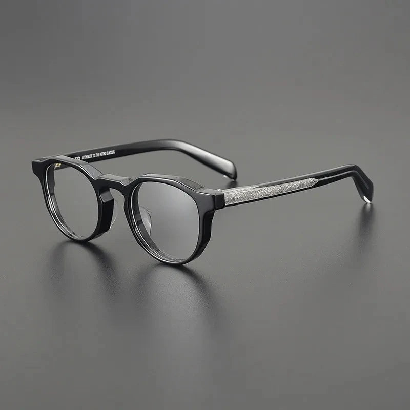 Aimee Unisex Full Rim Oversize Round Handmade Acetate Eyeglasses 533 - Black | Aimee at FuzWeb