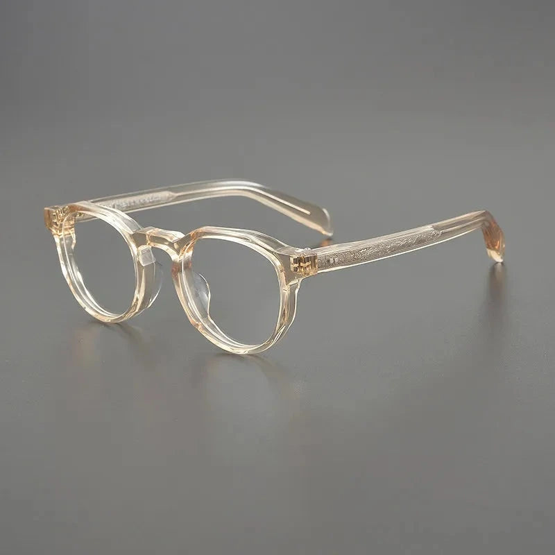 Aimee Unisex Full Rim Oversize Round Handmade Acetate Eyeglasses 533 - Champagne | Aimee at FuzWeb