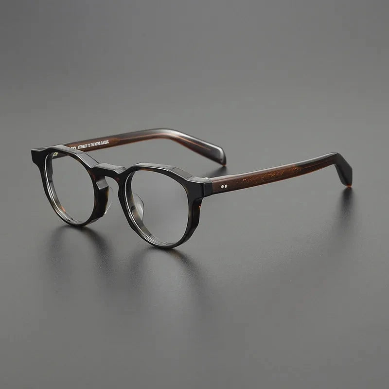 Aimee Unisex Full Rim Oversize Round Handmade Acetate Eyeglasses 533 - Tortoise | Aimee at FuzWeb
