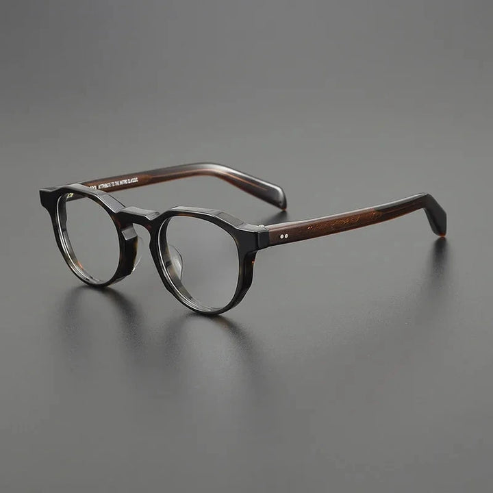 Aimee Unisex Full Rim Oversize Round Handmade Acetate Eyeglasses 533 - Tortoise | Aimee at FuzWeb