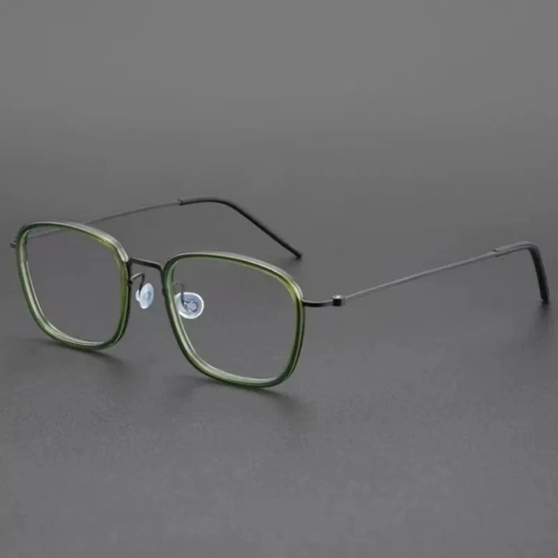 Aimee Unisex Full Rim Screwless Square Titanium Acetate Eyeglasses 5801 - Green | Aimee at FuzWeb