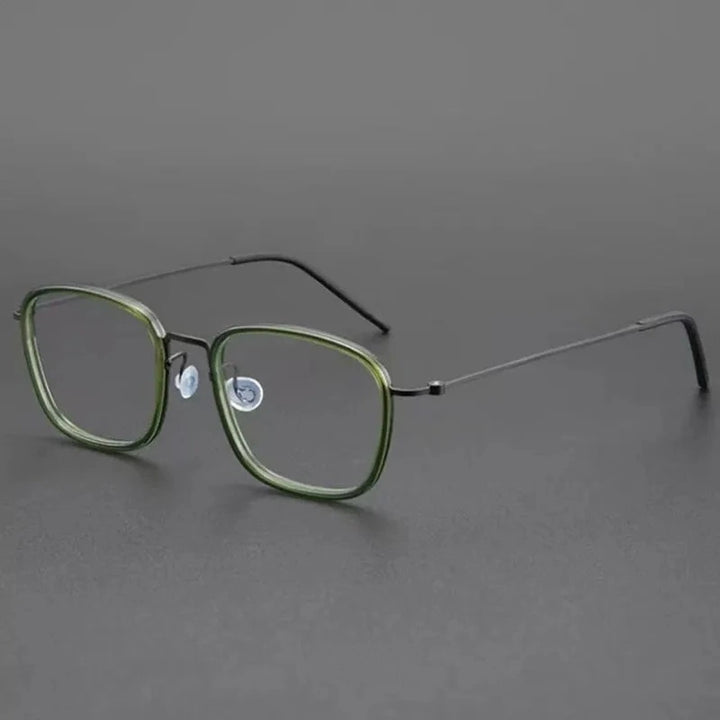 Aimee Unisex Full Rim Screwless Square Titanium Acetate Eyeglasses 5801 - Green | Aimee at FuzWeb