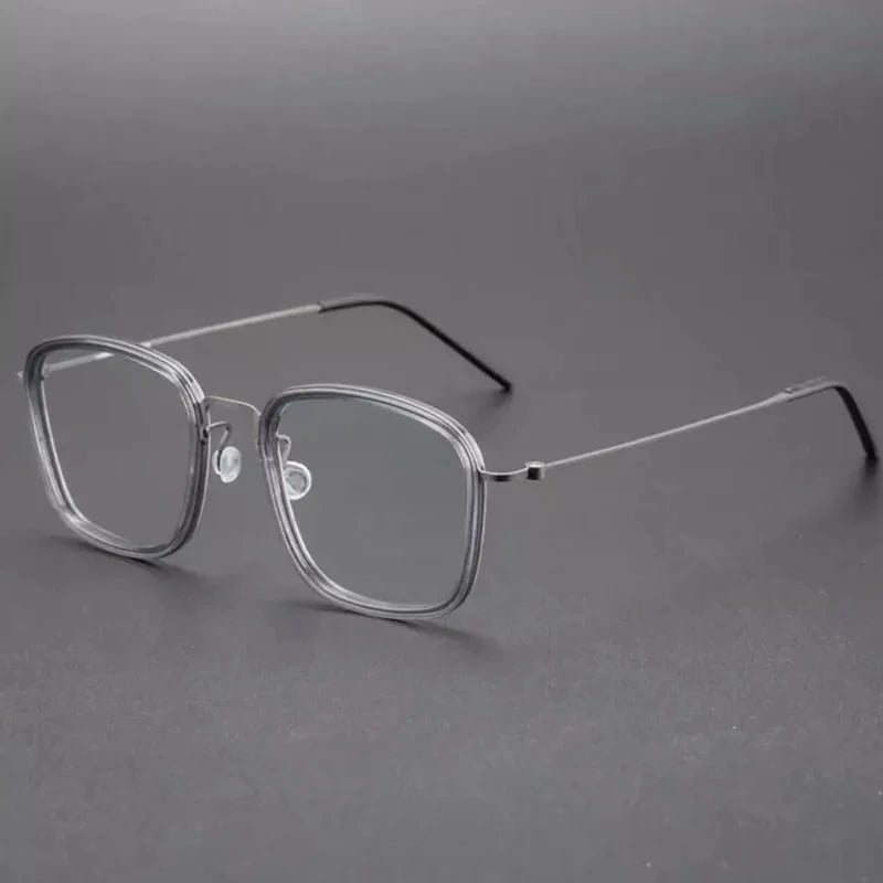 Aimee Unisex Full Rim Screwless Square Titanium Acetate Eyeglasses 5801 - Grey | Aimee at FuzWeb