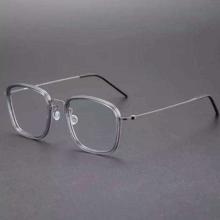 Aimee Unisex Full Rim Screwless Square Titanium Acetate Eyeglasses 5801 - Grey | Aimee at FuzWeb