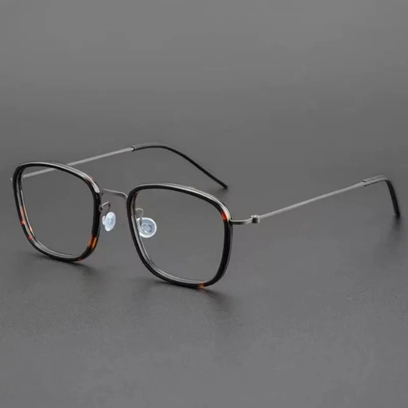 Aimee Unisex Full Rim Screwless Square Titanium Acetate Eyeglasses 5801 - Tortoise | Aimee at FuzWeb