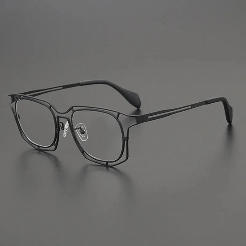 Aimee Unisex Full Rim Polygon Square Titanium Acetate Eyeglasses 6011 - Black | Aimee at FuzWeb