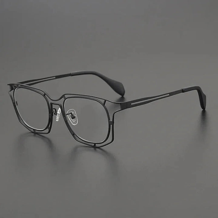 Aimee Unisex Full Rim Polygon Square Titanium Acetate Eyeglasses 6011 - Black | Aimee at FuzWeb