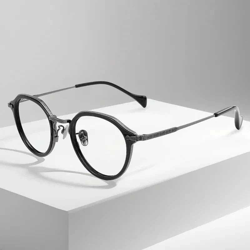 Aimee Unisex Full Rim Polygon Titanium Acetate Eyeglasses 6011 — view 5 | Aimee at FuzWeb