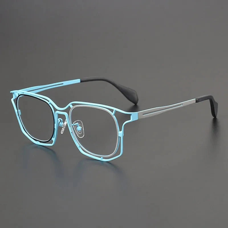 Aimee Unisex Full Rim Polygon Square Titanium Acetate Eyeglasses 6011 - Blue | Aimee at FuzWeb
