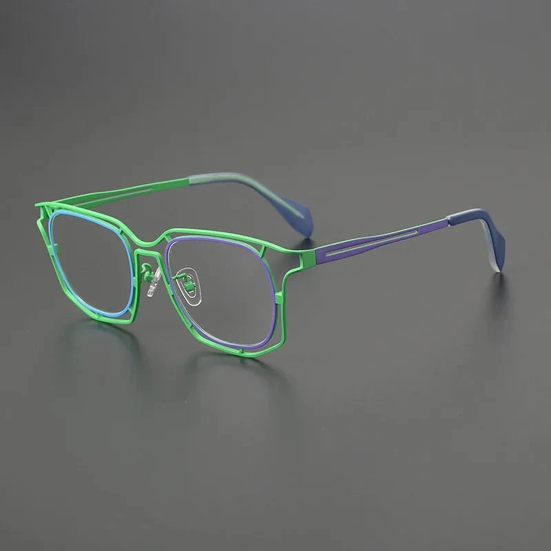 Aimee Unisex Full Rim Polygon Square Titanium Acetate Eyeglasses 6011 - Green | Aimee at FuzWeb