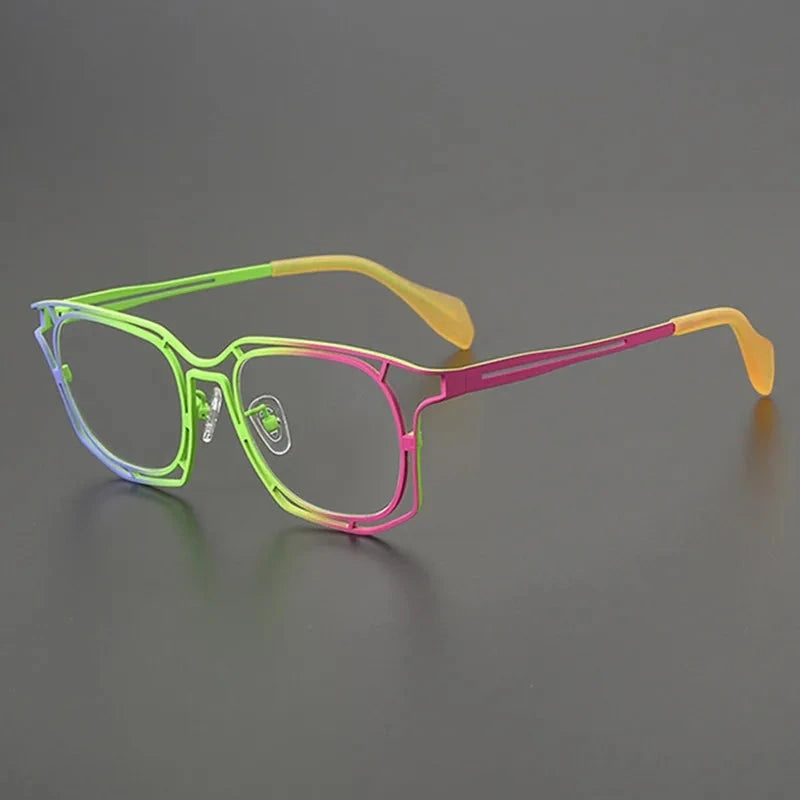 Aimee Unisex Full Rim Polygon Square Titanium Acetate Eyeglasses 6011 - Multi | Aimee at FuzWeb