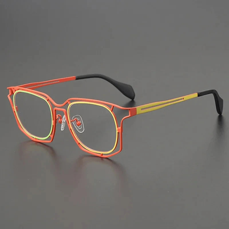 Aimee Unisex Full Rim Polygon Square Titanium Acetate Eyeglasses 6011 - Red | Aimee at FuzWeb