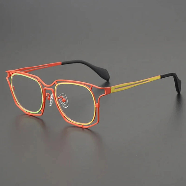 Aimee Unisex Full Rim Polygon Square Titanium Acetate Eyeglasses 6011 - Red | Aimee at FuzWeb