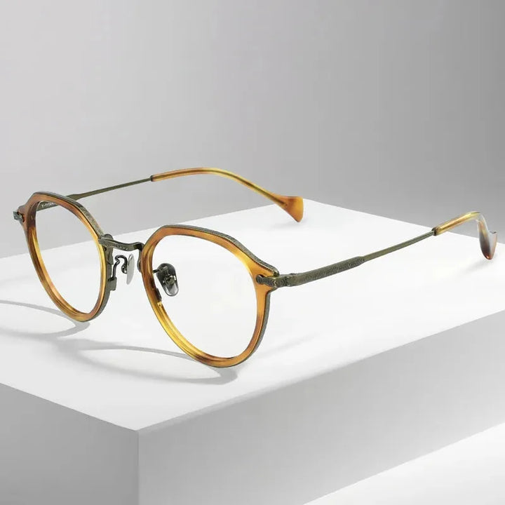 Aimee Unisex Full Rim Polygon Titanium Acetate Eyeglasses 6011 — view 3 | Aimee at FuzWeb
