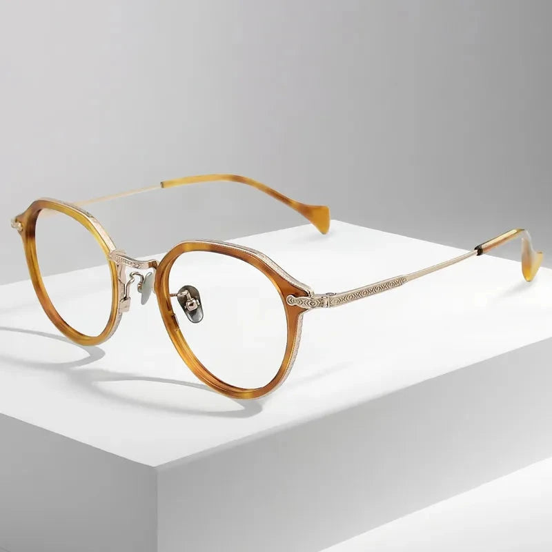 Aimee Unisex Full Rim Polygon Titanium Acetate Eyeglasses 6011 — view 4 | Aimee at FuzWeb
