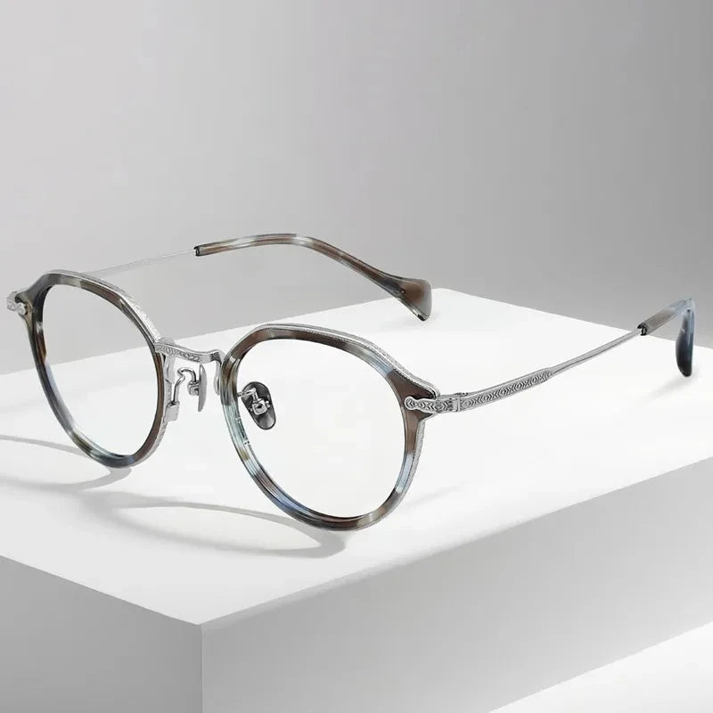 Aimee Unisex Full Rim Polygon Titanium Acetate Eyeglasses 6011 — view 1 | Aimee at FuzWeb