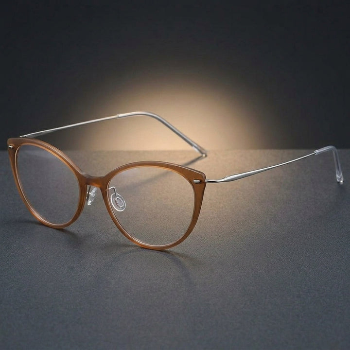 Aimee Unisex Full Rim Cat Eye Titanium Eyeglasses 6564