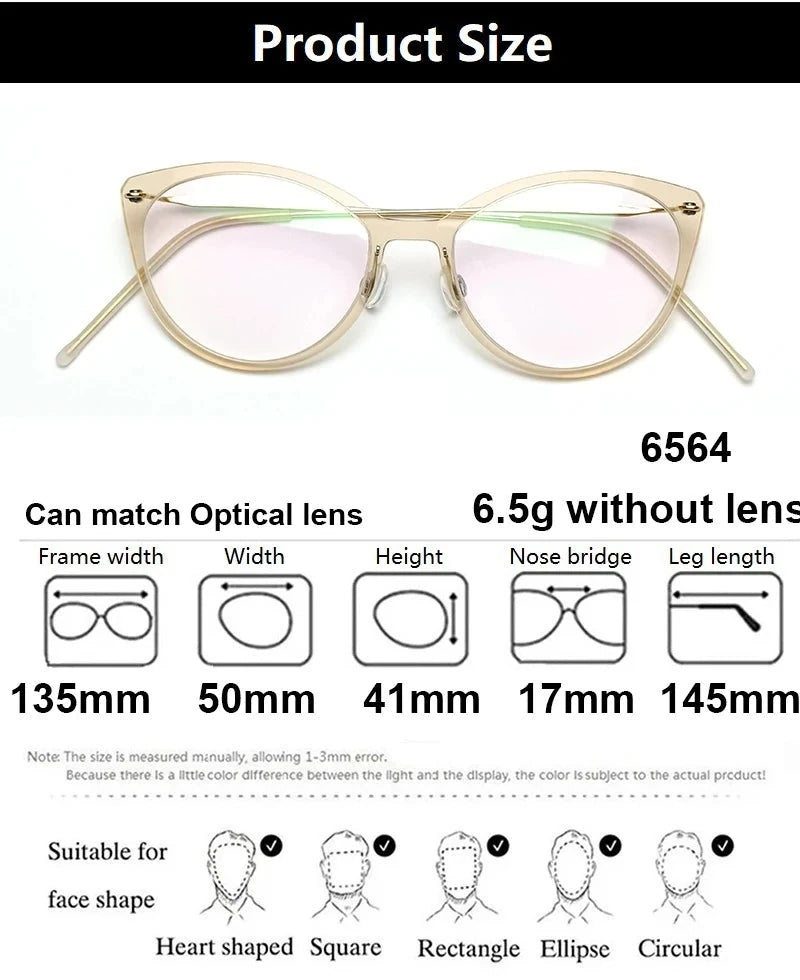 Aimee 6564 Eyeglasses — Frame Dimensions and Sizing Chart