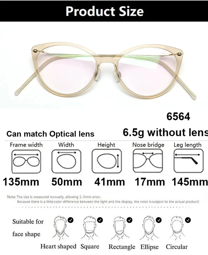 Aimee 6564 Eyeglasses — Frame Dimensions and Sizing Chart