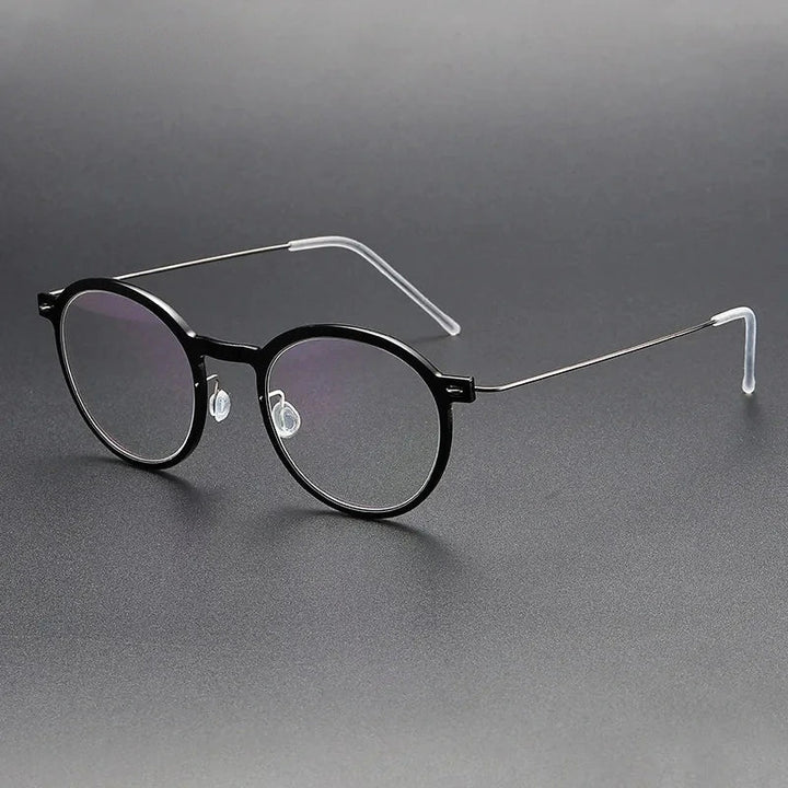 Aimee Unisex Full Rim Screwless Round Titanium Acetate Eyeglasses 6586 - Black | Aimee at FuzWeb