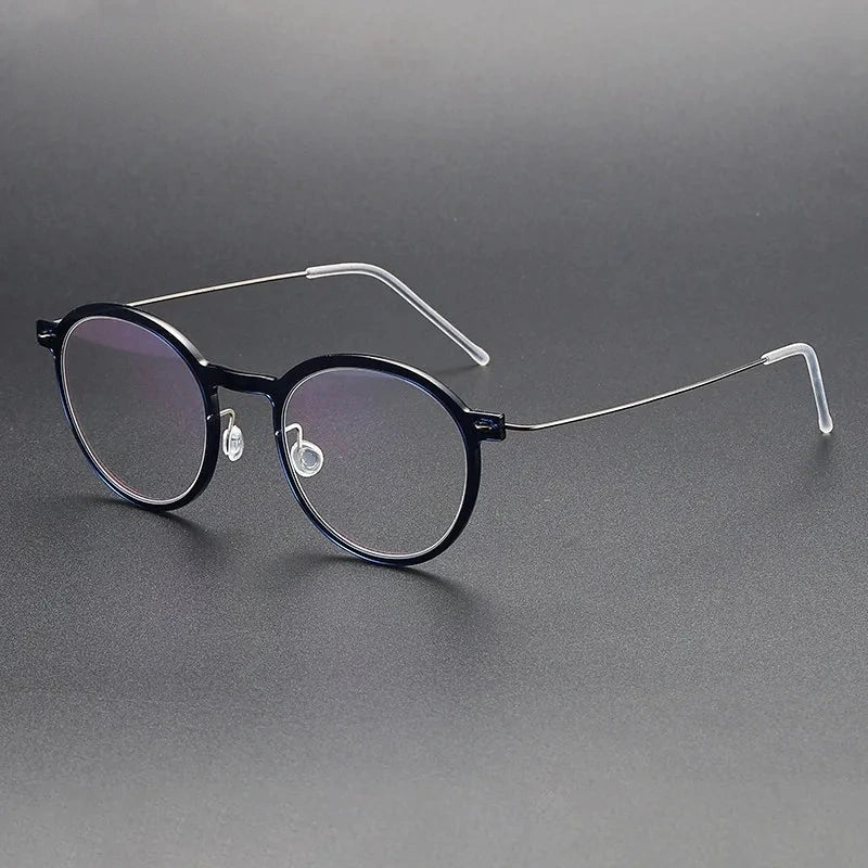 Aimee Unisex Full Rim Screwless Round Titanium Acetate Eyeglasses 6586 - Blue | Aimee at FuzWeb