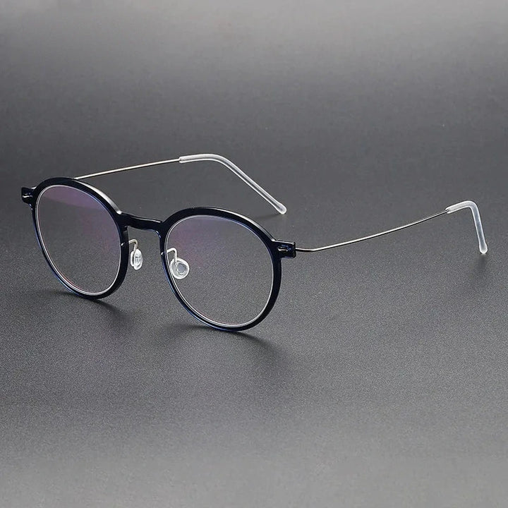 Aimee Unisex Full Rim Screwless Round Titanium Acetate Eyeglasses 6586 - Blue | Aimee at FuzWeb