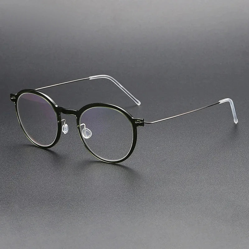 Aimee Unisex Full Rim Screwless Round Titanium Acetate Eyeglasses 6586 - Green | Aimee at FuzWeb