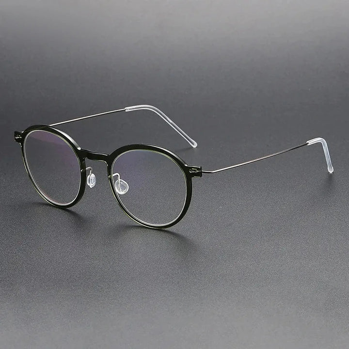 Aimee Unisex Full Rim Screwless Round Titanium Acetate Eyeglasses 6586 - Green | Aimee at FuzWeb