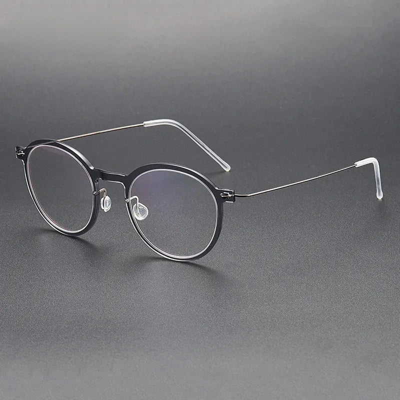 Aimee Unisex Full Rim Screwless Round Titanium Acetate Eyeglasses 6586 - Grey | Aimee at FuzWeb